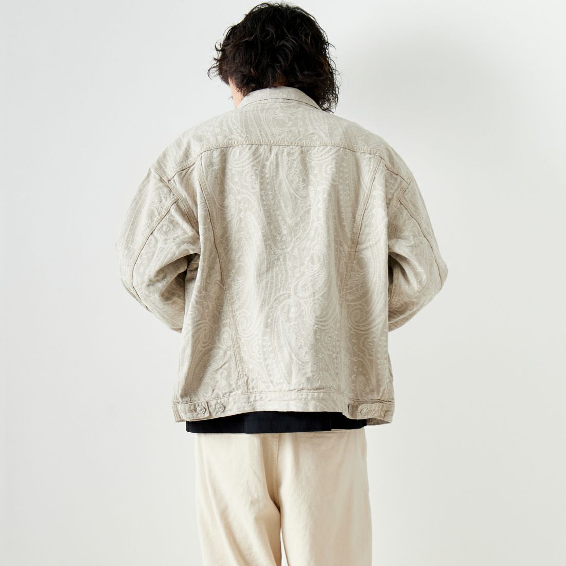 Noir Fabrik [ヌワールファブリック] デニムトラッカージャケット [NF-241-003] BEGﾍﾟｲｽﾞﾘｰ &&モデル身長：182cm 着用サイズ：L&&