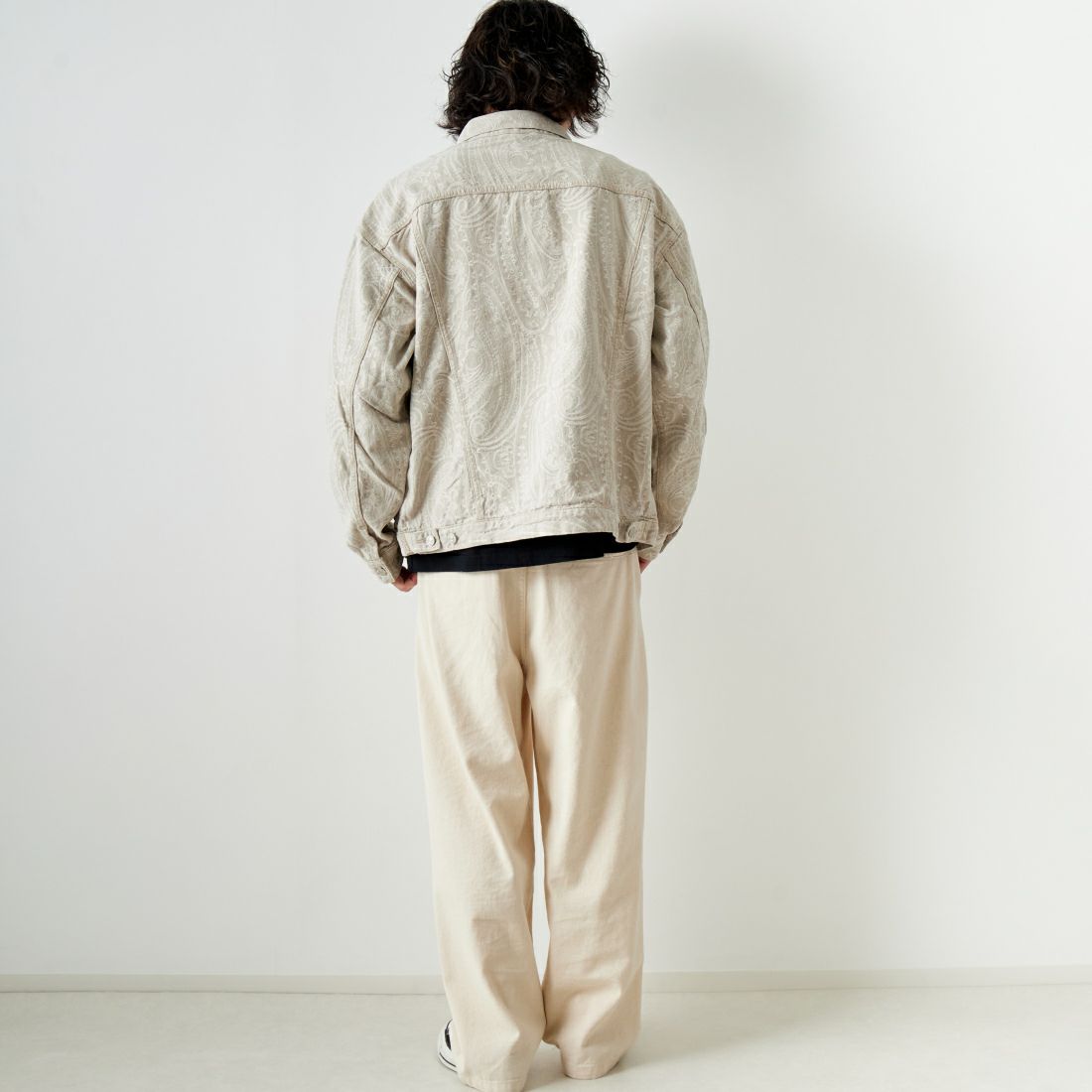 Noir Fabrik [ヌワールファブリック] デニムトラッカージャケット [NF-241-003] BEGﾍﾟｲｽﾞﾘｰ &&モデル身長：182cm 着用サイズ：L&&