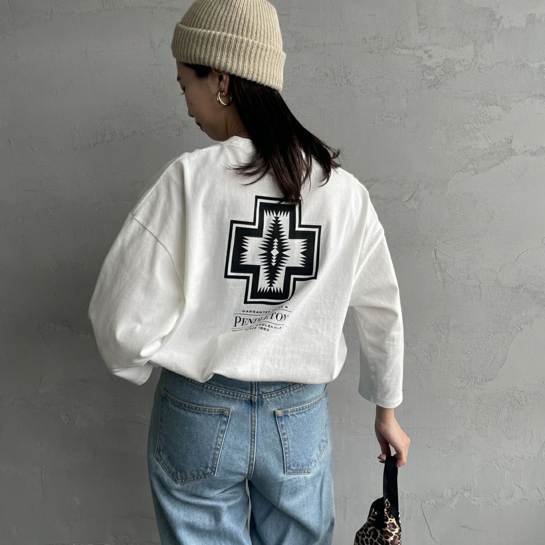 PENDLETON [ペンドルトン] 別注 ネイティブ柄バックプリント 7分袖Tシャツ [4275-6217-JF]