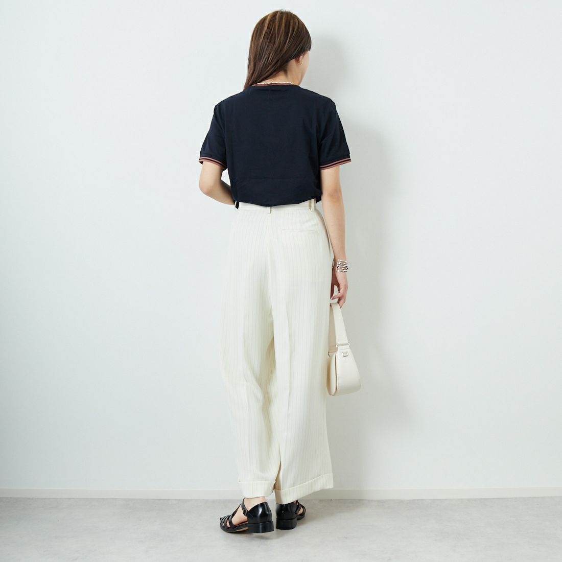 FRED PERRY [フレッドペリー] ツインティップTシャツ [M1588] Y31 NAVY/C &&モデル身長：167cm 着用サイズ：S&&