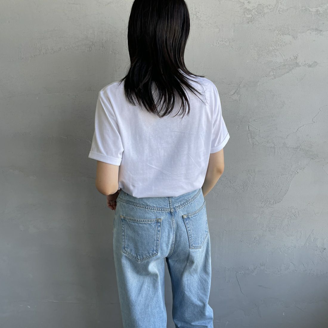FRED PERRY [フレッドペリー] リンガーTシャツ [M3519] 100 WHITE &&モデル身長：160cm 着用サイズ：XS&&