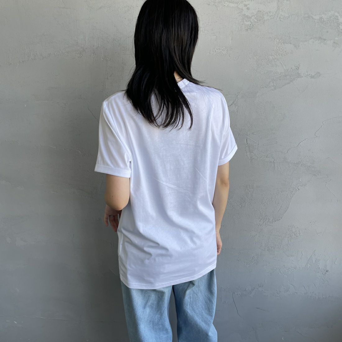 FRED PERRY [フレッドペリー] リンガーTシャツ [M3519] 100 WHITE &&モデル身長：160cm 着用サイズ：XS&&