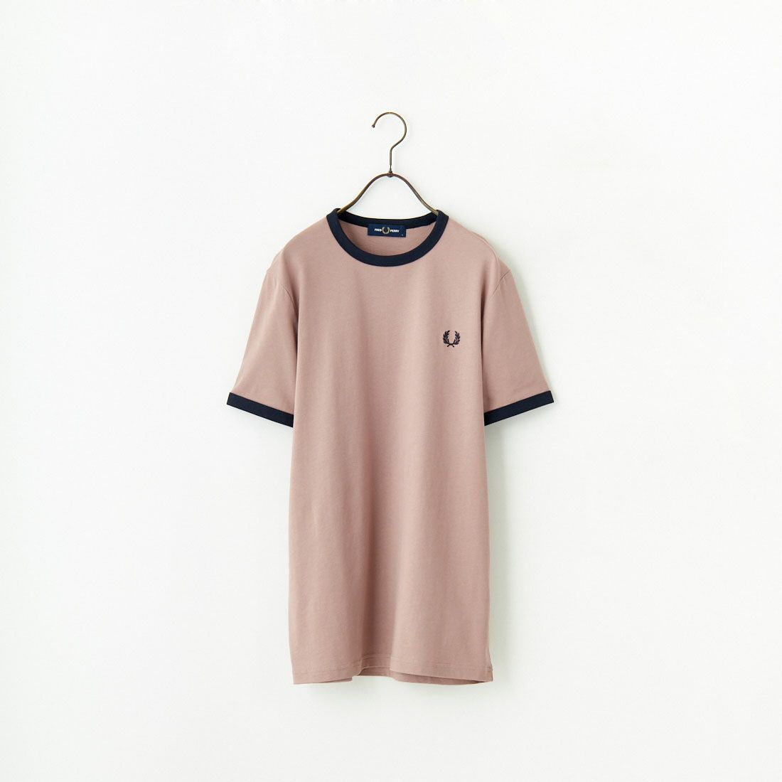 FRED PERRY [フレッドペリー] 別注 ワンポイントロゴ刺繍 ショートスリーブ リンガーTシャツ [M3519-JF] PNK/NVY