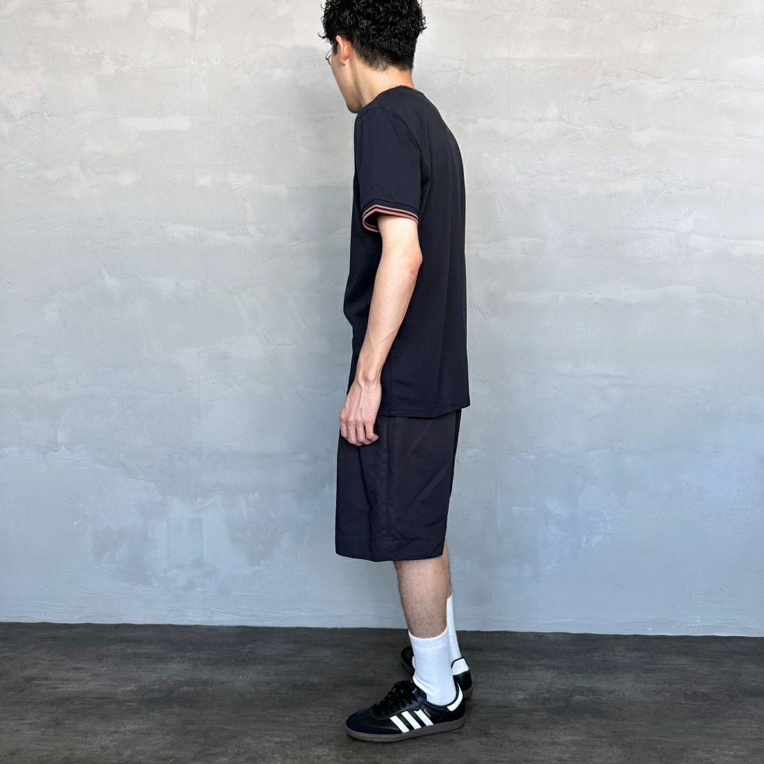 FRED PERRY [フレッドペリー] ツインティップTシャツ [M1588] Y31 NAVY/C &&モデル身長：168cm 着用サイズ：M&&
