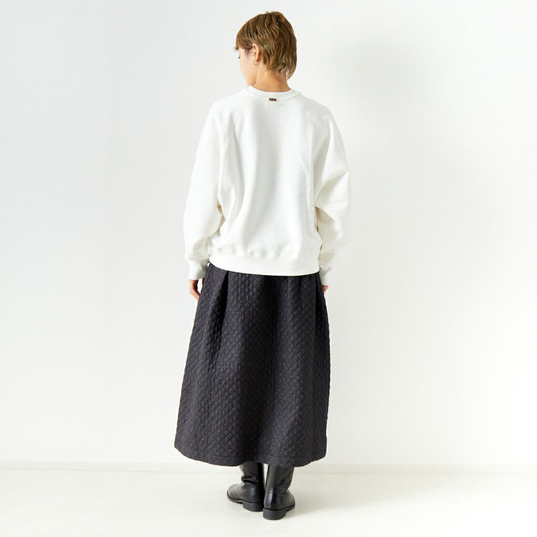 CLOCHE [クロシェ] キルティングフレアスカート [35286551] 88 ﾌﾞﾗｯｸ &&モデル身長：160cm 着用サイズ：2&&
