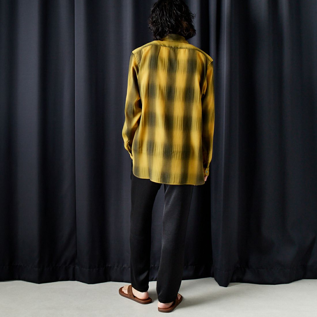 Needles [ニードルズ] オンブレチェックワークシャツ [OT159] A YELLOW&&モデル身長：182cm 着用サイズ：L&&