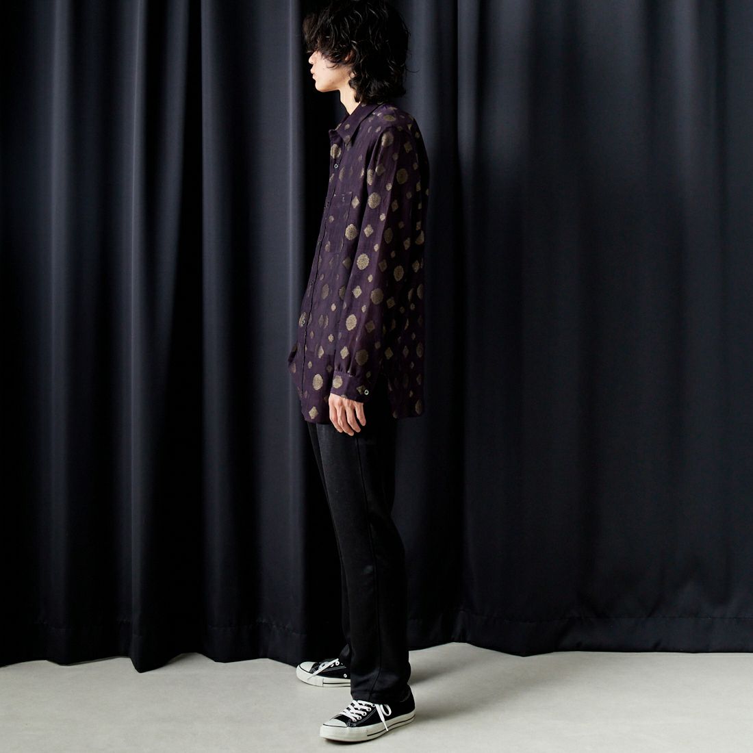 Needles [ニードルズ] ワークシャツ [OT162] A WINE&&モデル身長：182cm 着用サイズ：L&&