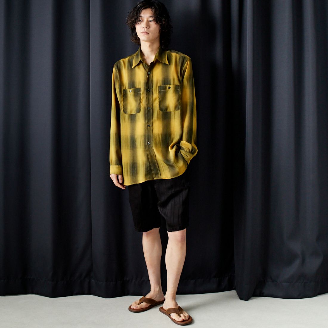 Needles [ニードルズ] ストリングカウボーイショーツ [OT203] C BLACK&&モデル身長：182cm 着用サイズ：M&&