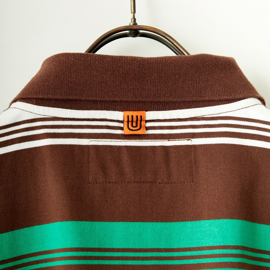 UNIVERSAL OVERALL [ユニバーサルオーバーオール] 別注 ロングスリーブ ボーダーポロシャツ [U2411284IN-JF] BRN BORDER