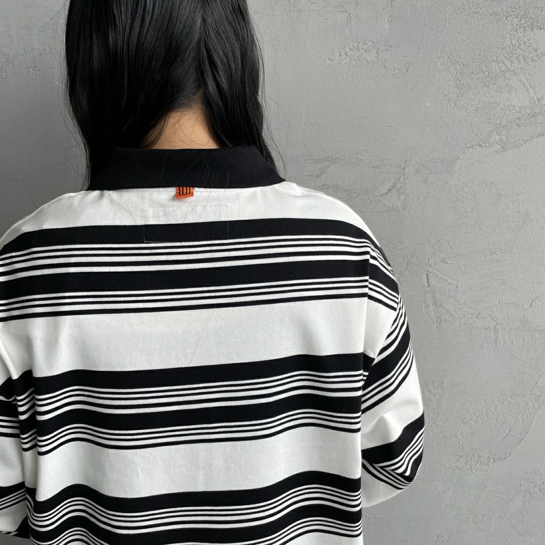 UNIVERSAL OVERALL [ユニバーサルオーバーオール] 別注 ロングスリーブ ボーダーポロシャツ [U2411284IN-JF] WHT BORDER