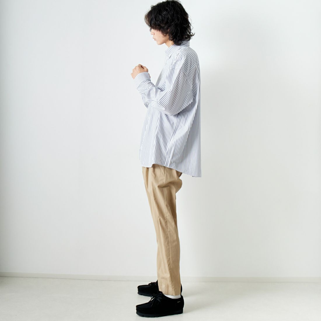 Noir Fabrik [ヌワールファブリック] イージートラウザー [UNSLACKS-M-241-02-IN] BEIGE &&モデル身長：182cm 着用サイズ：46&&