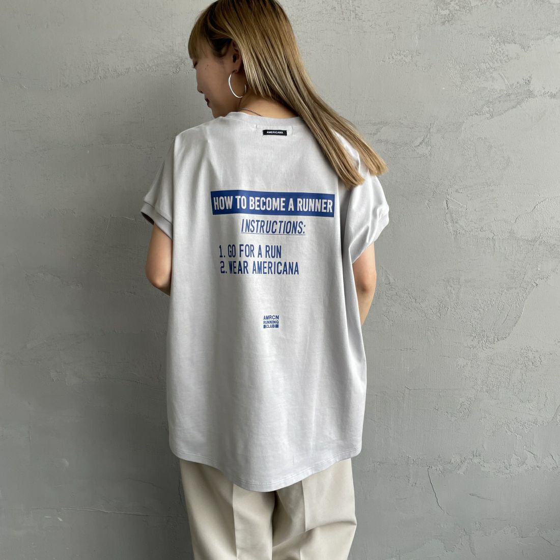 Americana × JEANS FACTORY [アメリカーナ × ジーンズファクトリー] 別注 ラウンドヘムバックプリントTシャツ  [ASO-M-700-2-JF]