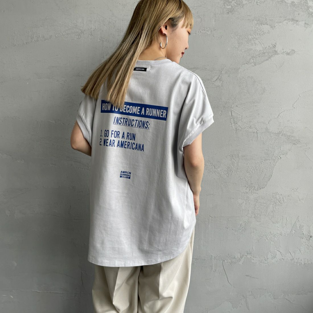 Americana × JEANS FACTORY [アメリカーナ × ジーンズファクトリー] 別注 ラウンドヘムバックプリントTシャツ  [ASO-M-700-2-JF]