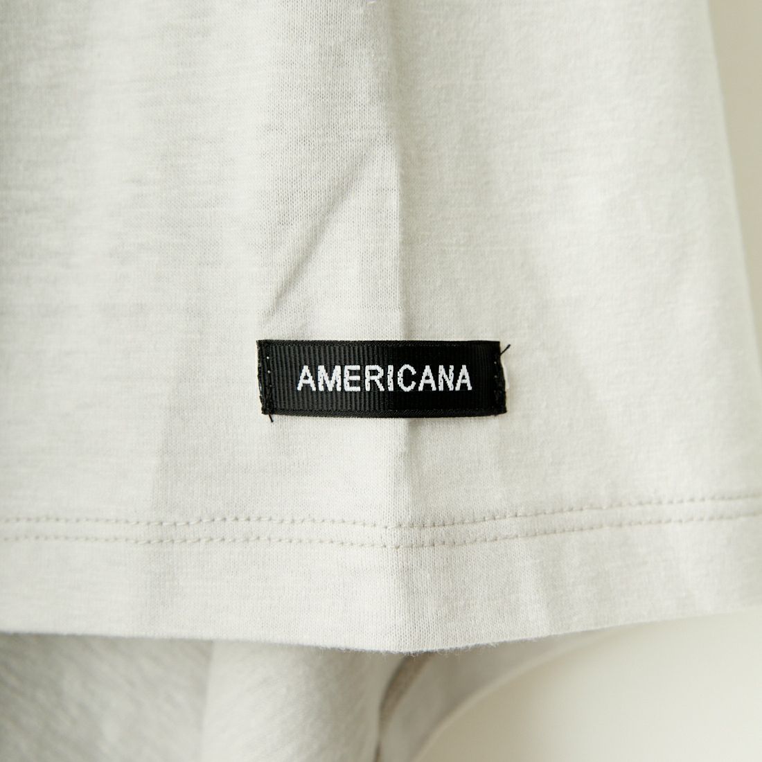 Americana × JEANS FACTORY [アメリカーナ × ジーンズファクトリー] 別注 ワイドショートワンポイントTシャツ [ASO-M-699-2-JF] ﾗｲﾄｸﾞﾚｰ