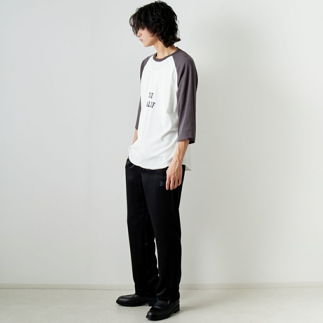 HELLO CALIF [ハローカリフ] スラブベースボールTシャツ [641521] OFF WHT &&モデル身長：182cm 着用サイズ：L&&