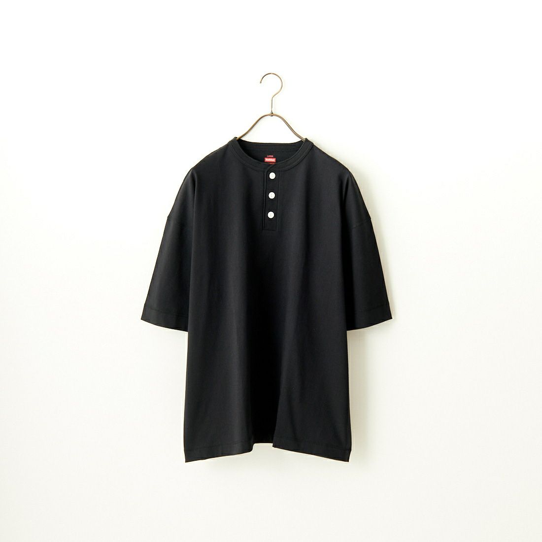 Health knit [ヘルスニット] 別注 ビックシルエット ヘンリーネックTシャツ [HR24S-M021-JF] BLACK