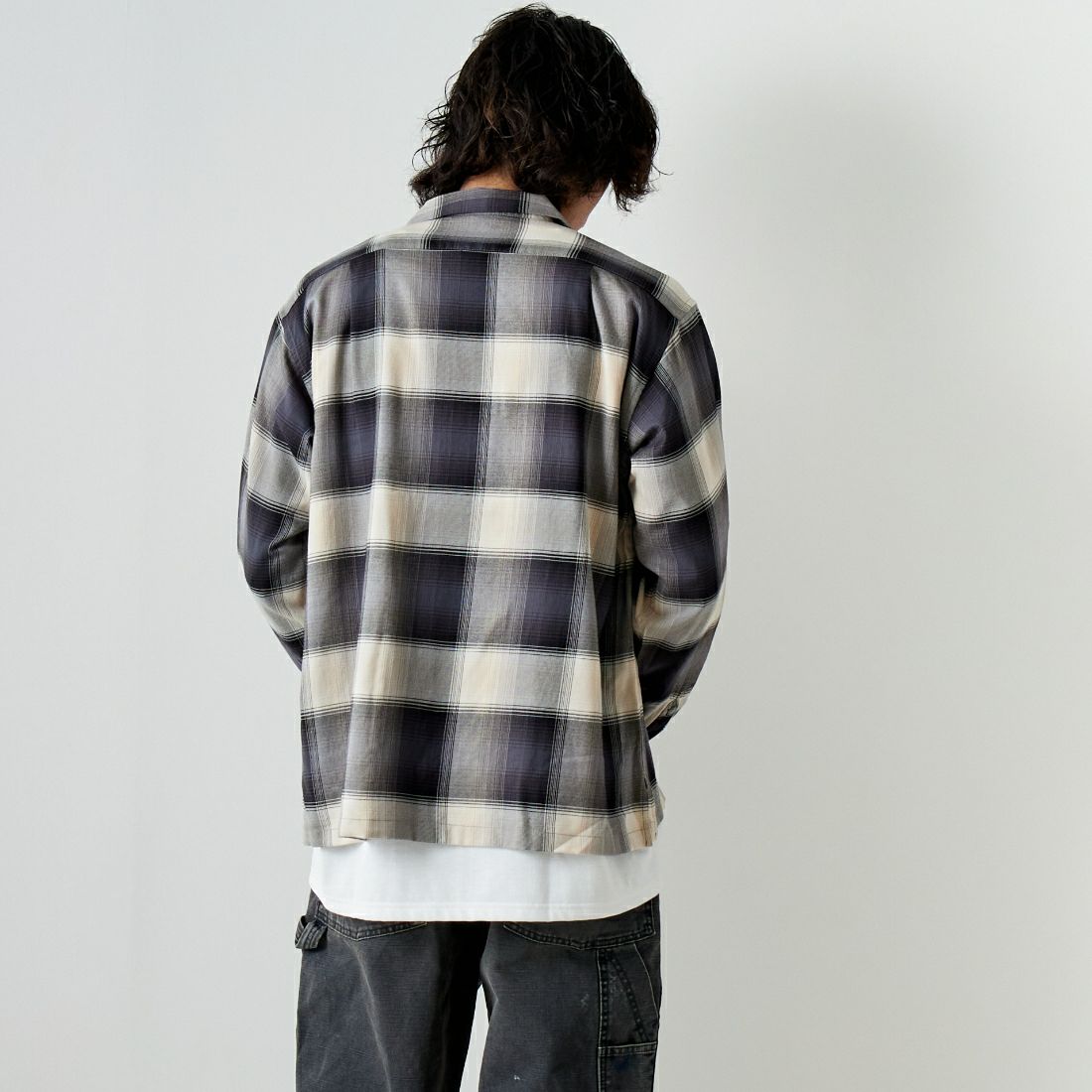 PENDLETON [ペンドルトン] オープンカラーシャツ [4175-5000] 07 GRY/IVR &&モデル身長：182cm 着用サイズ：M&&