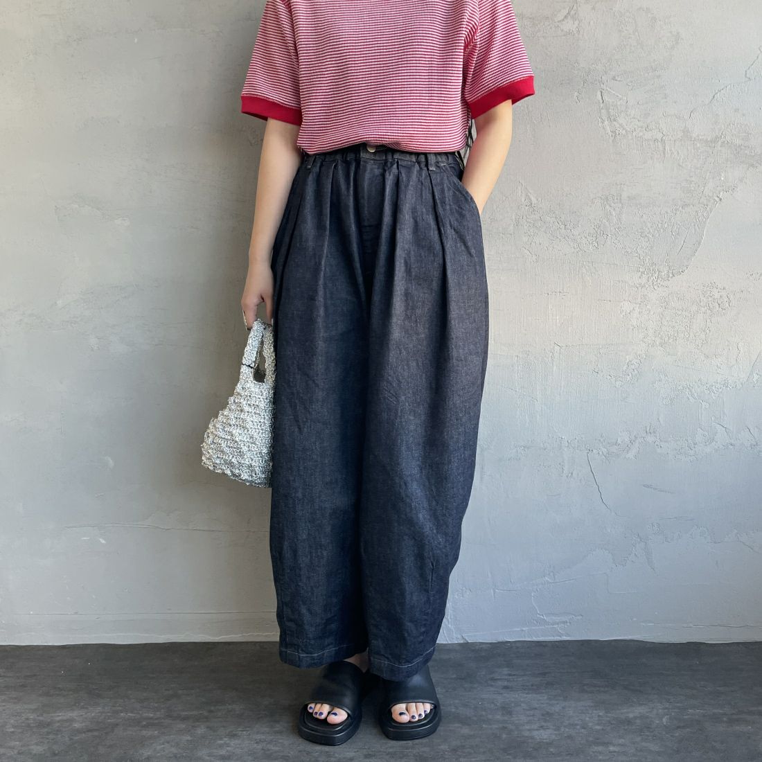 HARVESTY [ハーベスティ] デニムサーカスパンツ [A11801] 98 ONEWASH &&モデル身長：156cm 着用サイズ：0&&