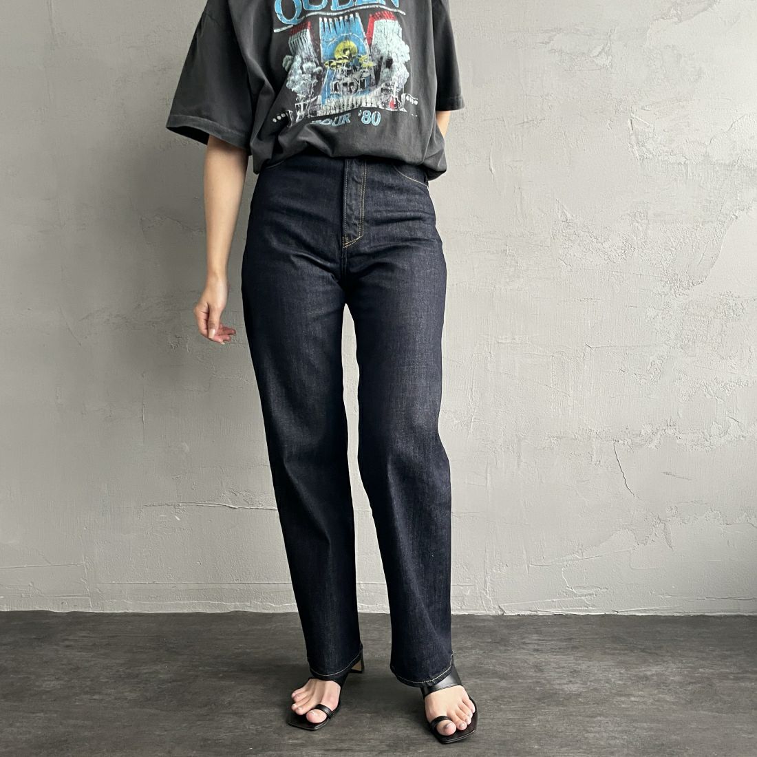 YANUK [ヤヌーク] ボーイズストレート LEA/レア [57134230] OWI&&モデル身長：163cm　着用サイズ：24&&