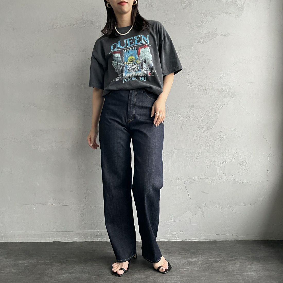 YANUK [ヤヌーク] ボーイズストレート LEA/レア [57134230] OWI&&モデル身長：163cm　着用サイズ：25&&