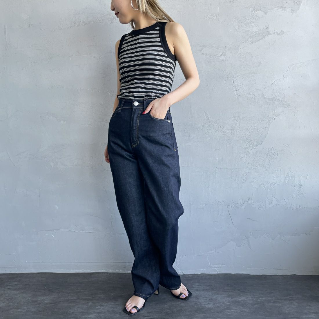 YANUK [ヤヌーク] ボーイズストレート LEA/レア [57134230] OWI&&モデル身長：163cm　着用サイズ：25&&