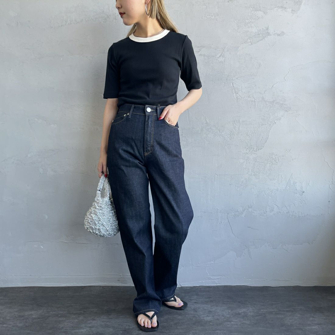 YANUK [ヤヌーク] ボーイズストレート LEA/レア [57134230] OWI&&モデル身長：156cm　着用サイズ：23&&