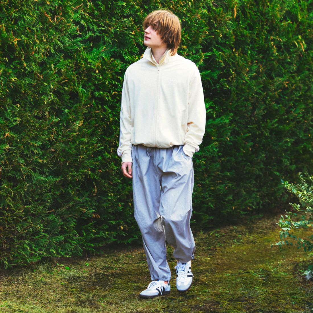 frostline [フロストライン] 別注 ナイロンパンツ [FL3-PT-IN4-JF]  GRAY &&モデル身長：180cm 着用サイズ：L&&