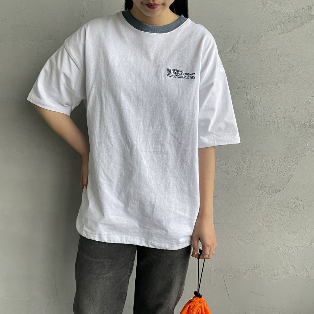 UNIVERSAL OVERALL [ユニバーサルオーバーオール] 別注 ドローコード付き ワイドシルエットTシャツ [U2411282IN-JF]