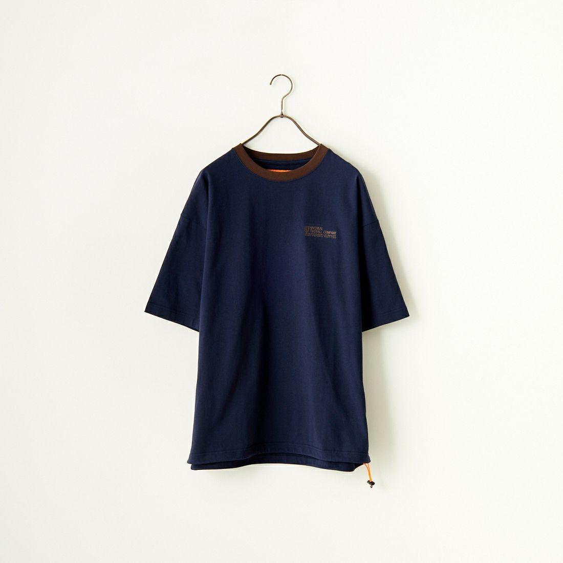 UNIVERSAL OVERALL [ユニバーサルオーバーオール] 別注 ドローコード付き ワイドシルエットTシャツ [U2411282IN-JF] NAVY