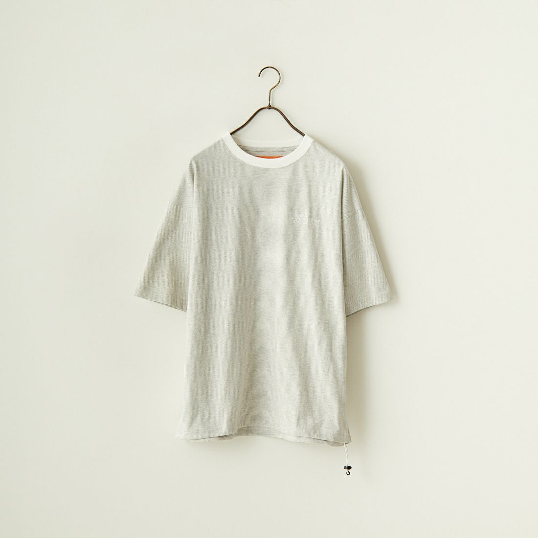 UNIVERSAL OVERALL [ユニバーサルオーバーオール] 別注 ドローコード付き ワイドシルエットTシャツ [U2411282IN-JF] GRY BORDER