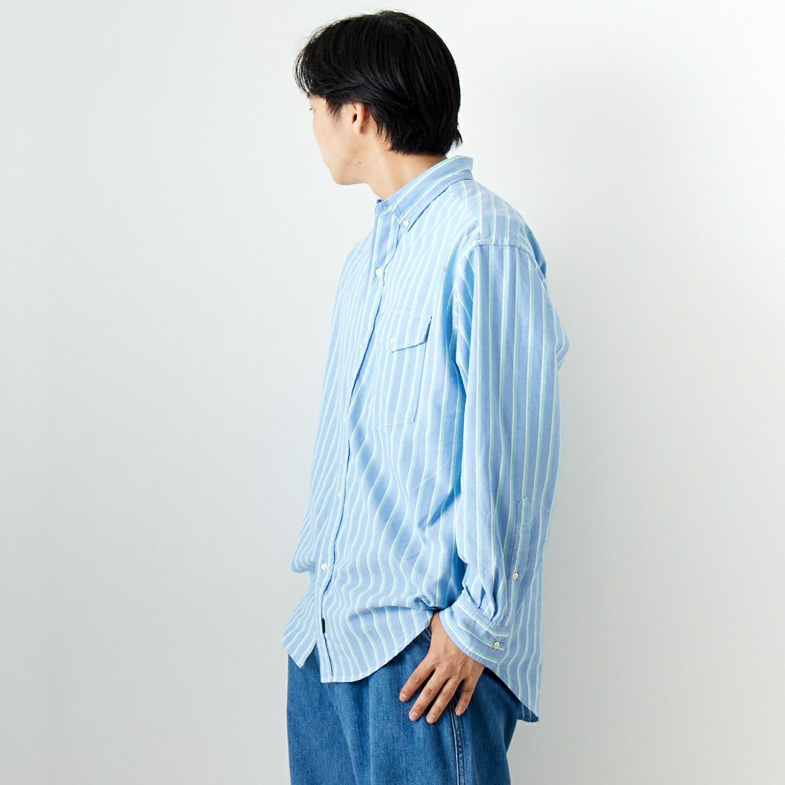 L.L.BEAN [エルエルビーン] ORONO ロングスリーブシャツ [4175-5068] 91 SAX/TEA &&モデル身長：179cm 着用サイズ：M&&