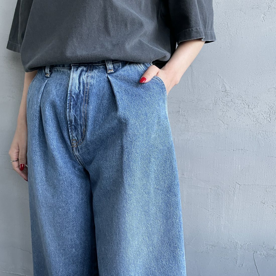 NEEDBY heritage [ニードバイヘリテージ] AARON デニムパンツ [N1C6011378MB] MB &&モデル身長：156cm 着用サイズ：24&&