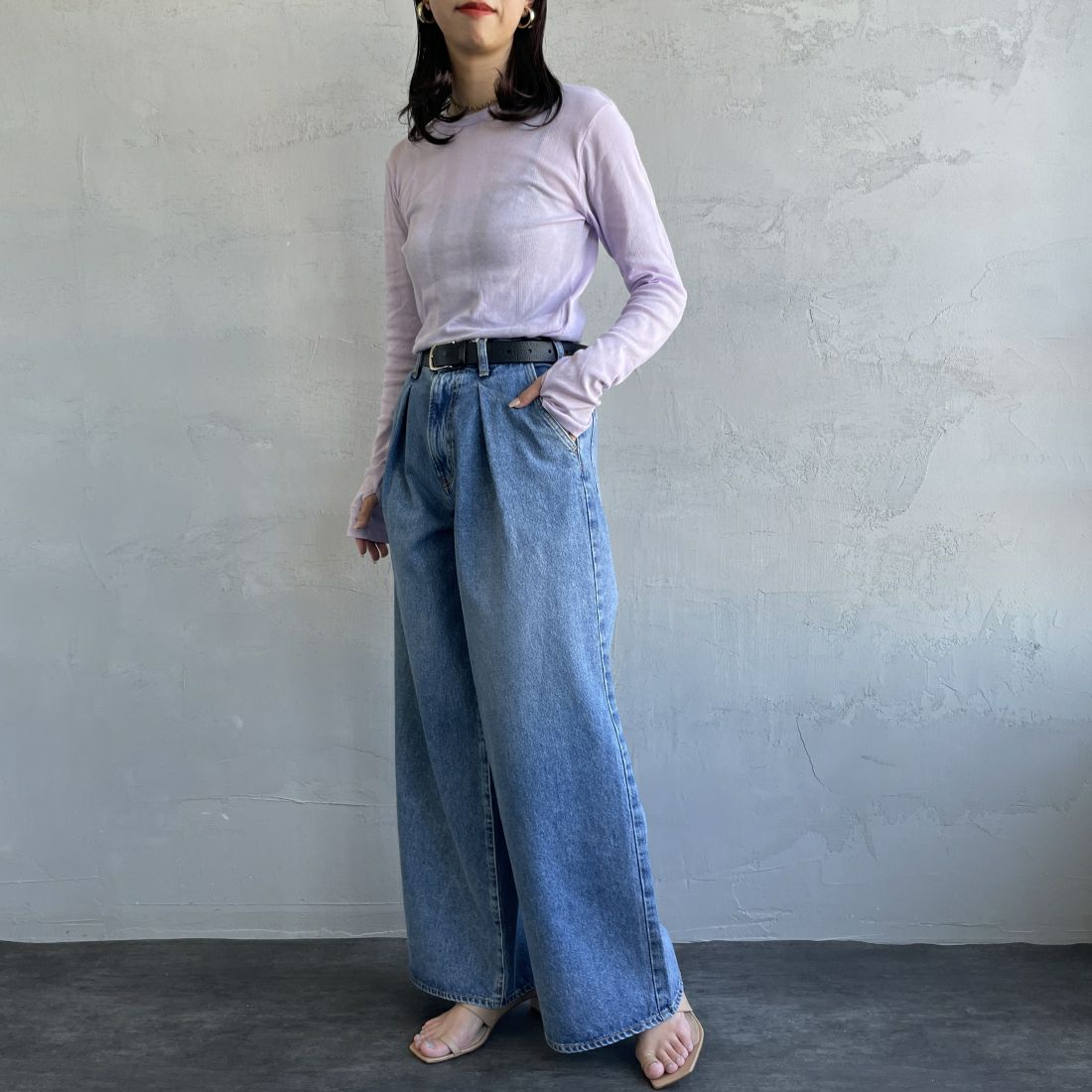 NEEDBY heritage [ニードバイヘリテージ] AARON デニムパンツ [N1C6011378MB] MB &&モデル身長：163cm 着用サイズ：25&&