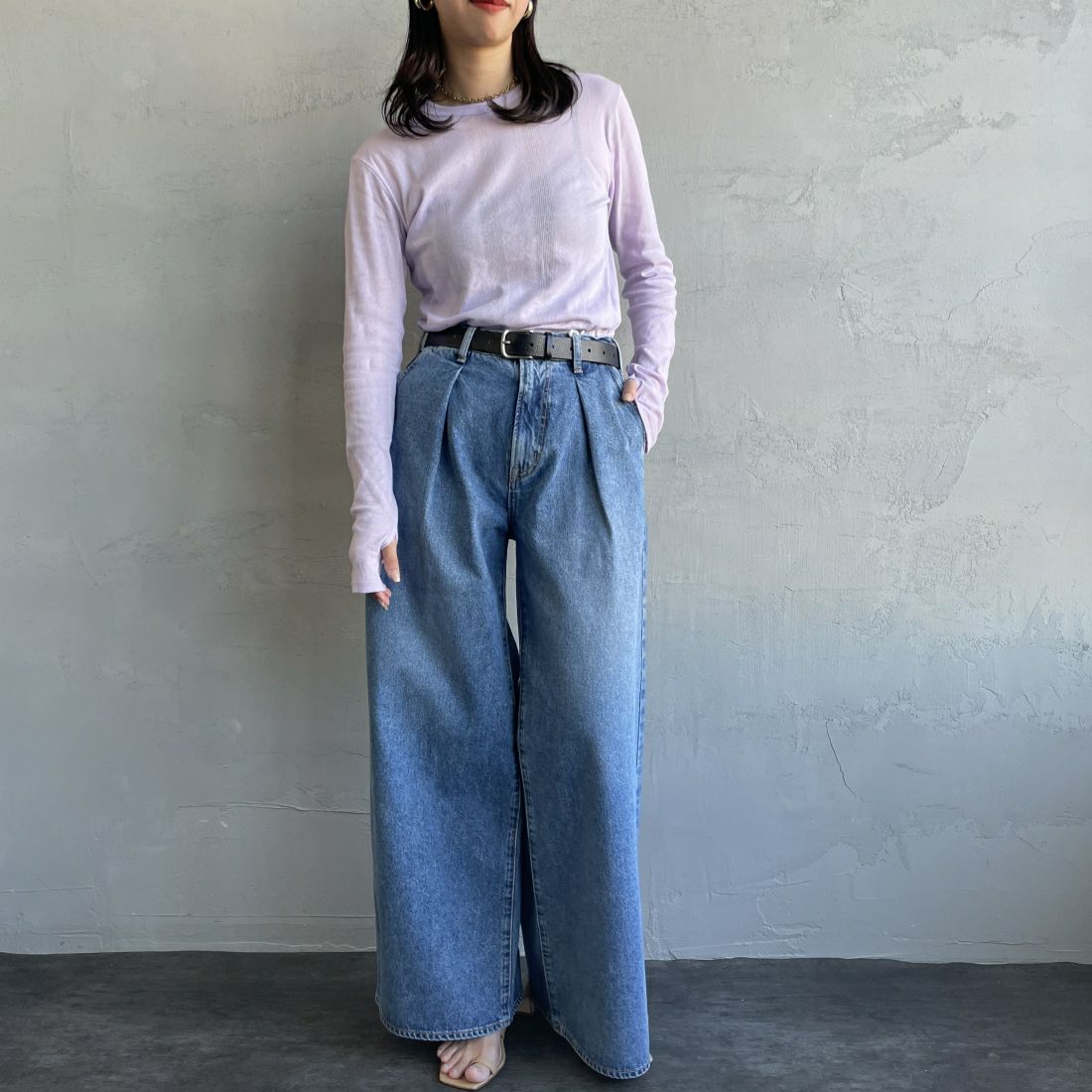 NEEDBY heritage [ニードバイヘリテージ] AARON デニムパンツ [N1C6011378MB] MB &&モデル身長：163cm 着用サイズ：26&&