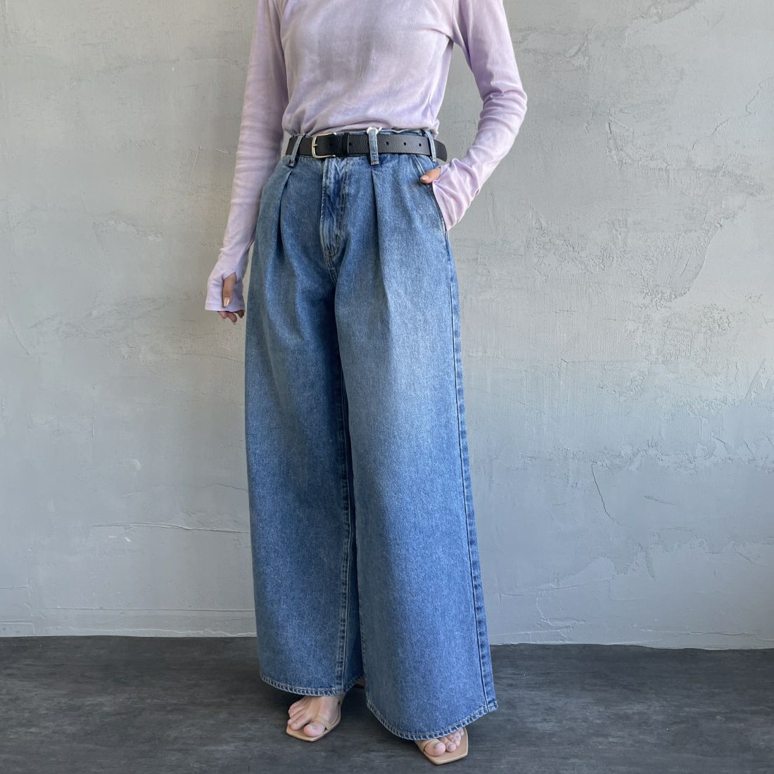 NEEDBY heritage [ニードバイヘリテージ] AARON デニムパンツ [N1C6011378MB] MB &&モデル身長：163cm 着用サイズ：26&&