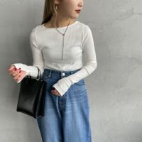 O.WHITE&&モデル身長：156cm 着用サイズ：0&&