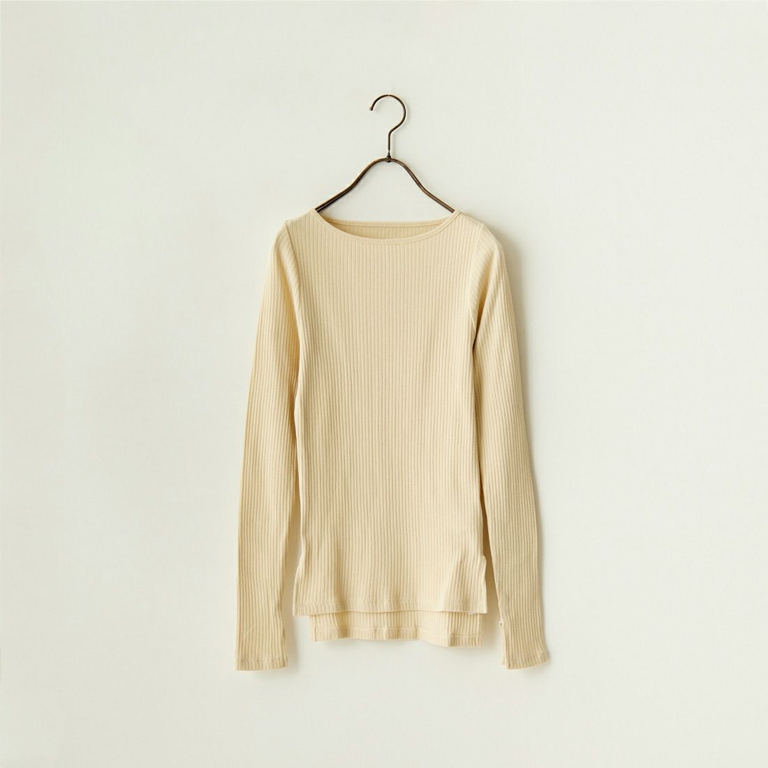 Noir Fabrik [ヌワールファブリック] ボートネックロングスリーブリブTシャツ [JFS-C021] BEIGE