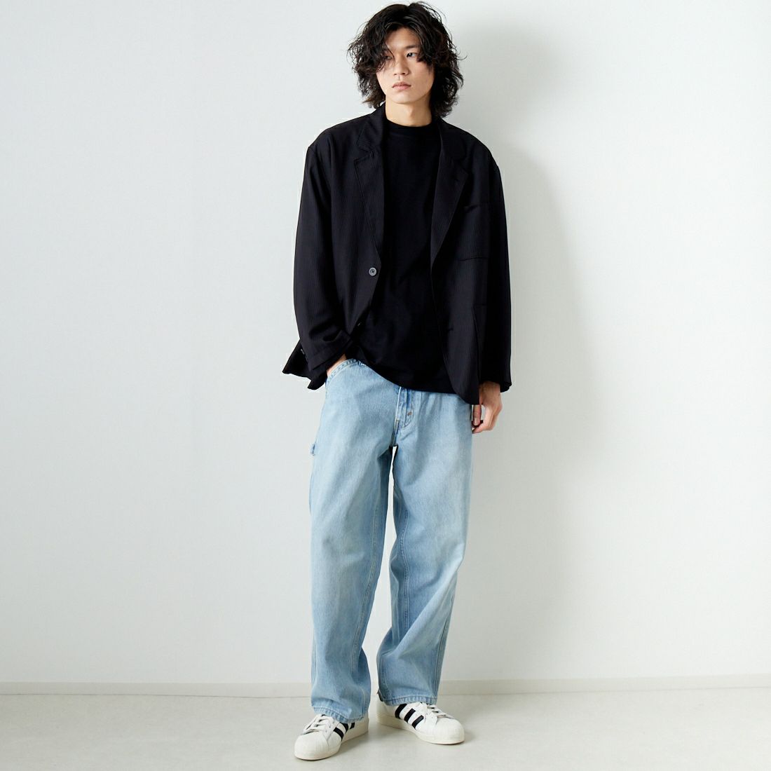 Noir Fabrik [ヌワールファブリック] ワイドジャケット [NF-241-018] BLACK ST &&モデル身長：182cm 着用サイズ：M&&