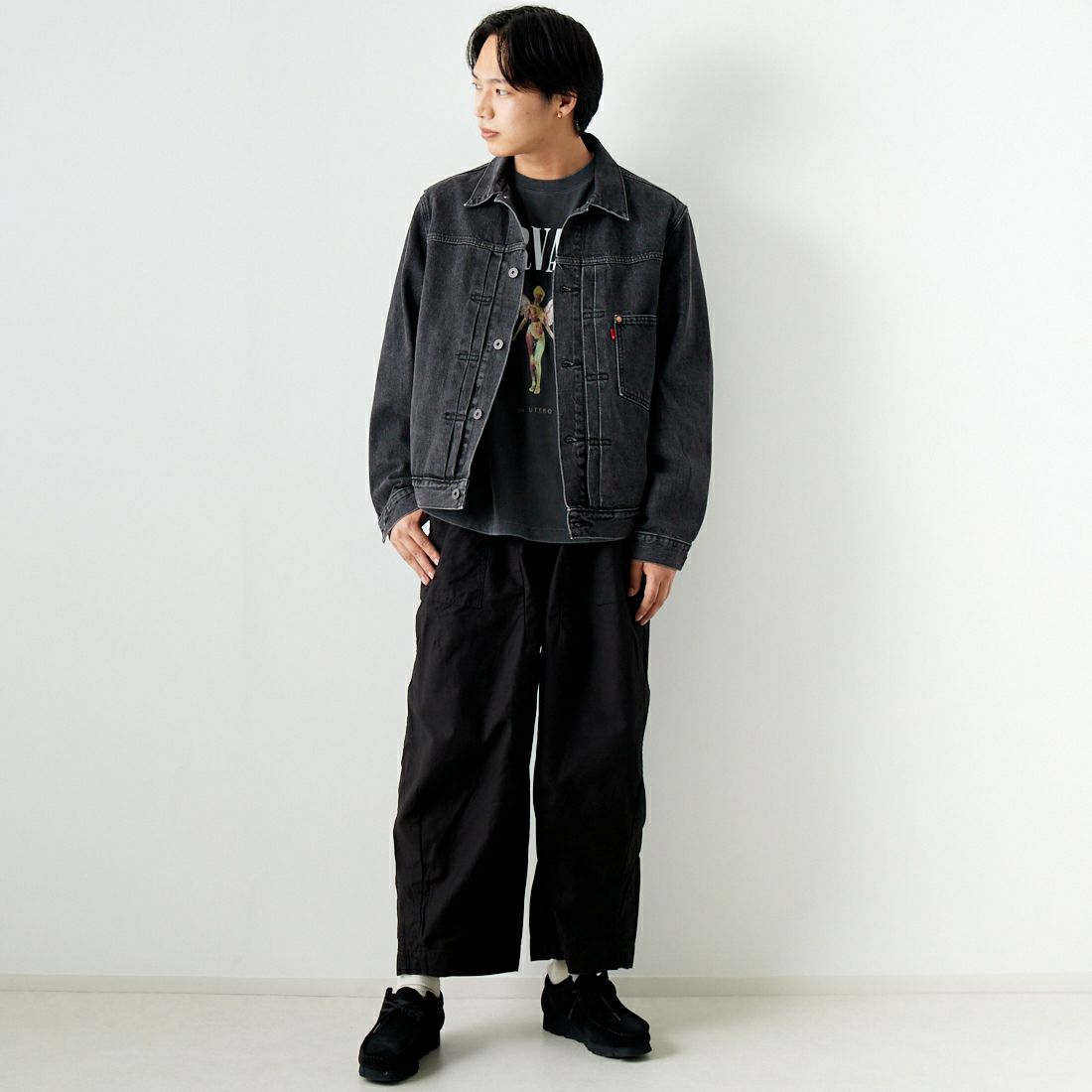 LEVI'S [リーバイス] TYPE1 トラッカージャケット [A3174-00] 00 MIDNIGH&&モデル身長：179cm 着用サイズ：L&&