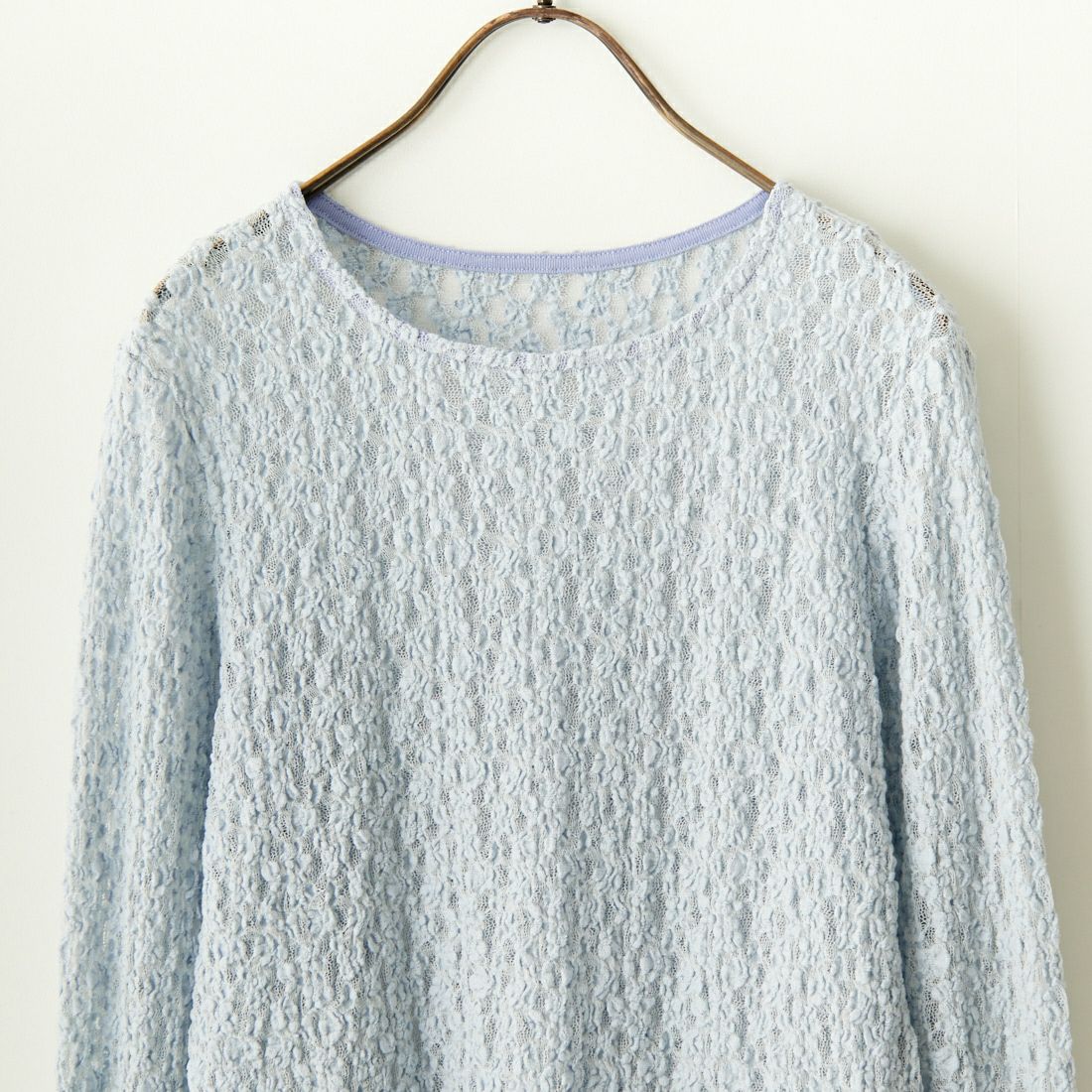 Jeans Factory Clothes [ジーンズファクトリークローズ] レース柄クルーネックシアーカットソー [21241058] 073 ｻｯｸｽ