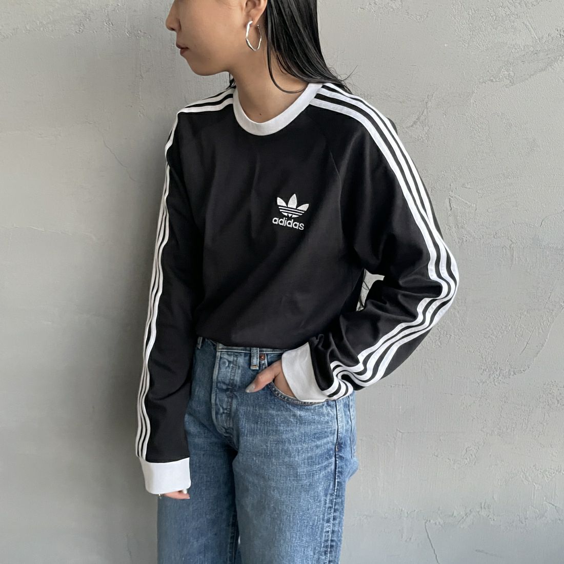 adidas Originals [アディダス オリジナルス] アディカラークラシックス スリーストライプス ロングスリーブTシャツ [BVB94]IA4877&&モデル身長：156cm　着用サイズ：S&&