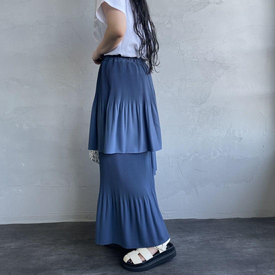 Jf Ready Made [ジェイエフレディメイド] ランダムプリーツスカート [754066] 83 ﾈｲﾋﾞｰ &&モデル身長：156cm 着用サイズ：F&&