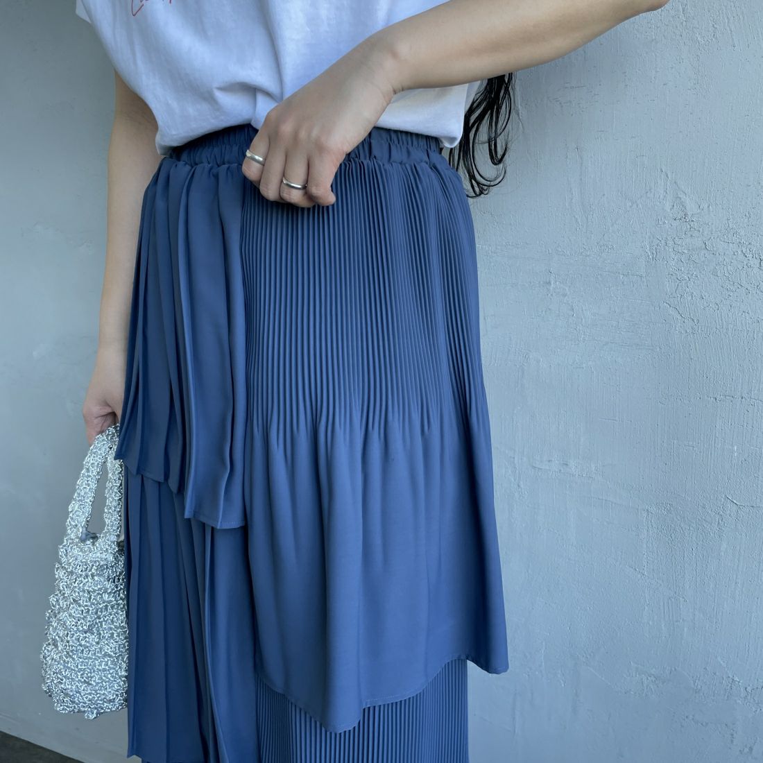 Jf Ready Made [ジェイエフレディメイド] ランダムプリーツスカート [754066] 83 ﾈｲﾋﾞｰ &&モデル身長：156cm 着用サイズ：F&&