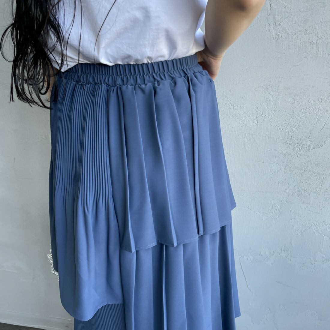 Jf Ready Made [ジェイエフレディメイド] ランダムプリーツスカート [754066] 83 ﾈｲﾋﾞｰ &&モデル身長：156cm 着用サイズ：F&&