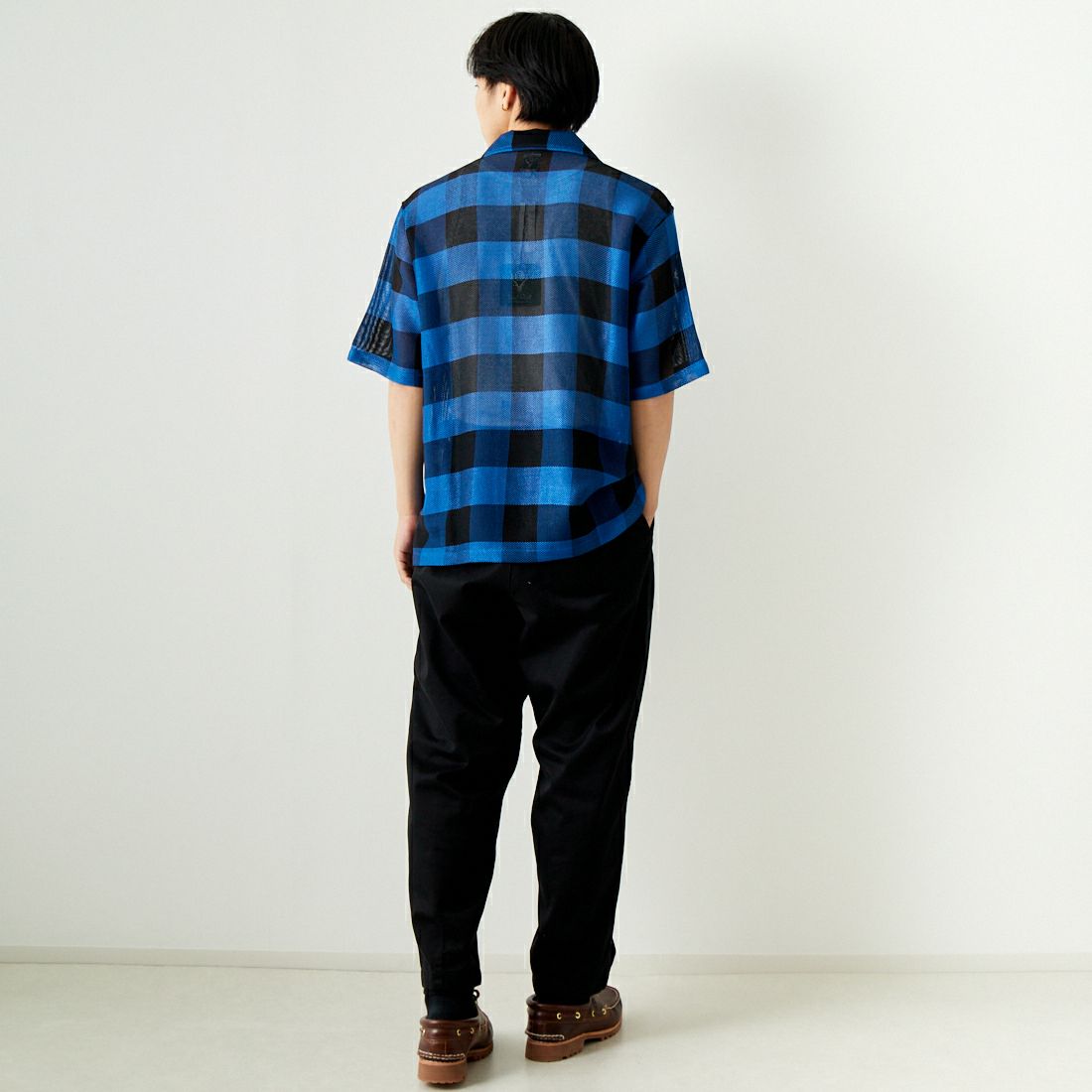 South2West8 [サウスツーウエストエイト] チェック柄 カバナシャツ [OT509] B BLUE &&モデル身長：179cm 着用サイズ：M&&
