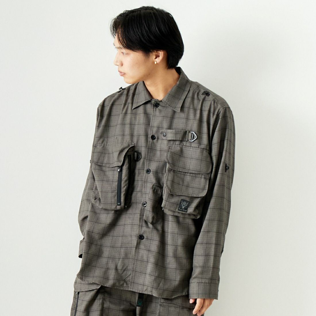 South2West8 [サウスツーウエストエイト] テンカラトラウトシャツ [OT471] B GREY &&モデル身長：179cm 着用サイズ：XL&&