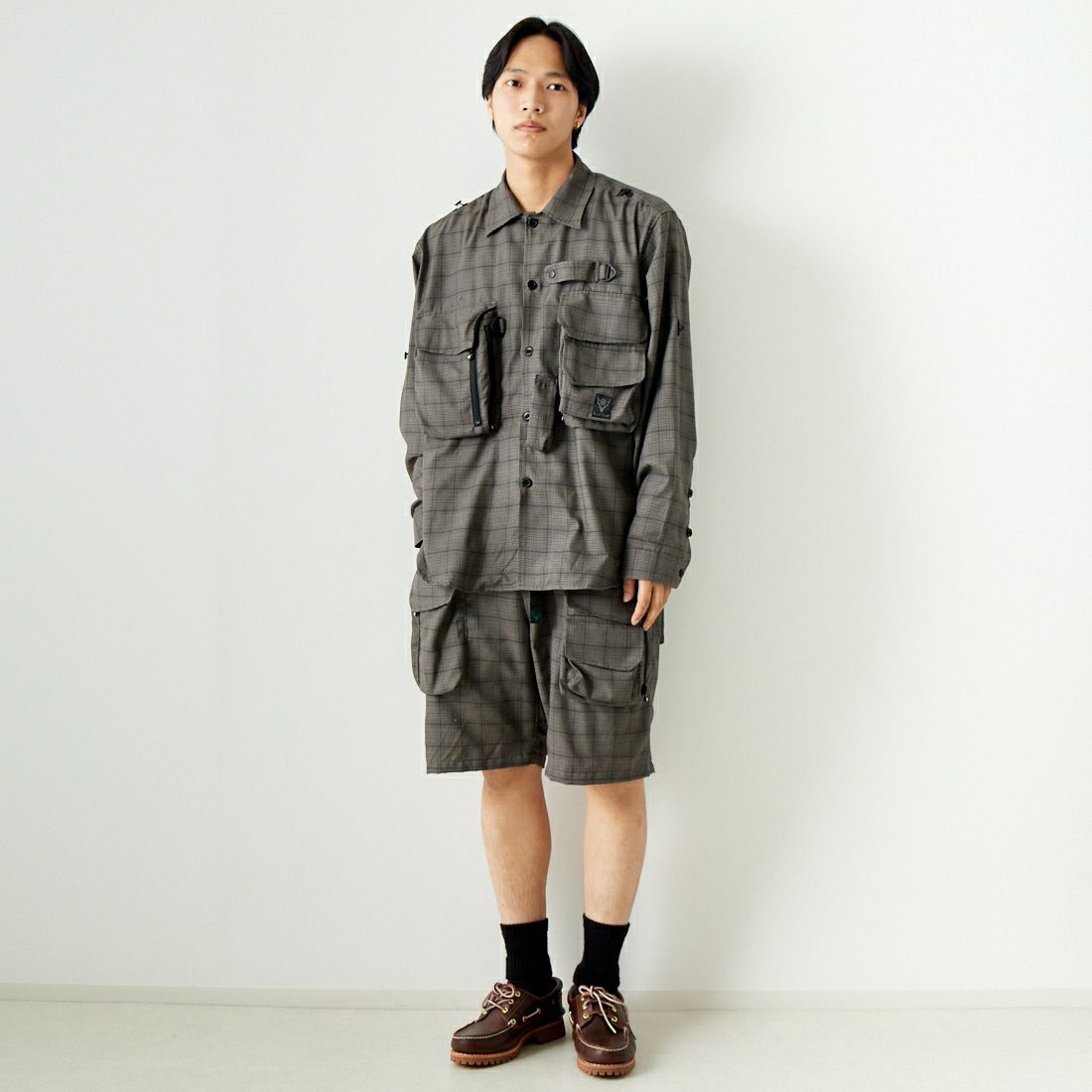 South2West8 [サウスツーウエストエイト] テンカラトラウトシャツ [OT471] B GREY &&モデル身長：179cm 着用サイズ：XL&&