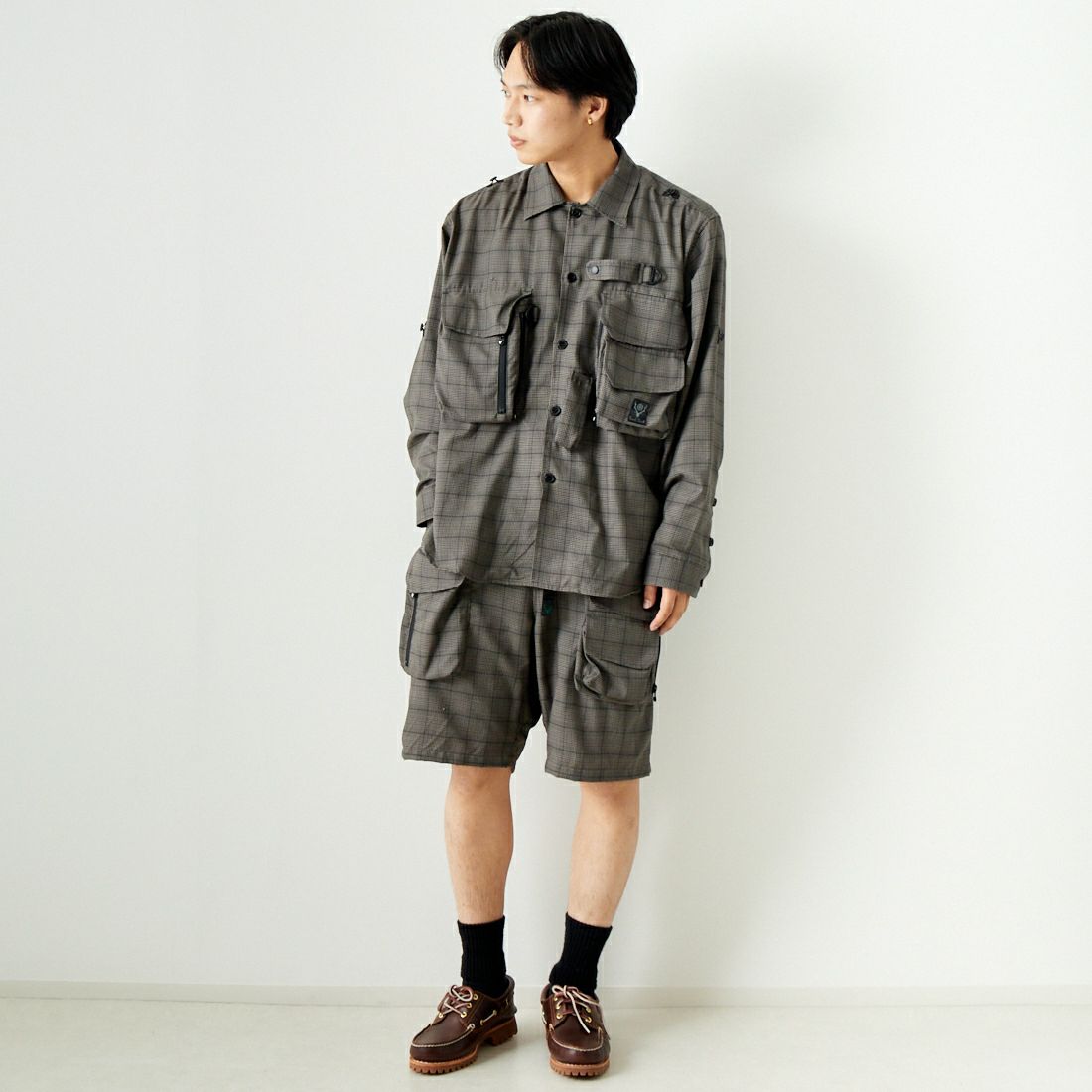 South2West8 [サウスツーウエストエイト] テンカラトラウトシャツ [OT471] B GREY &&モデル身長：179cm 着用サイズ：XL&&