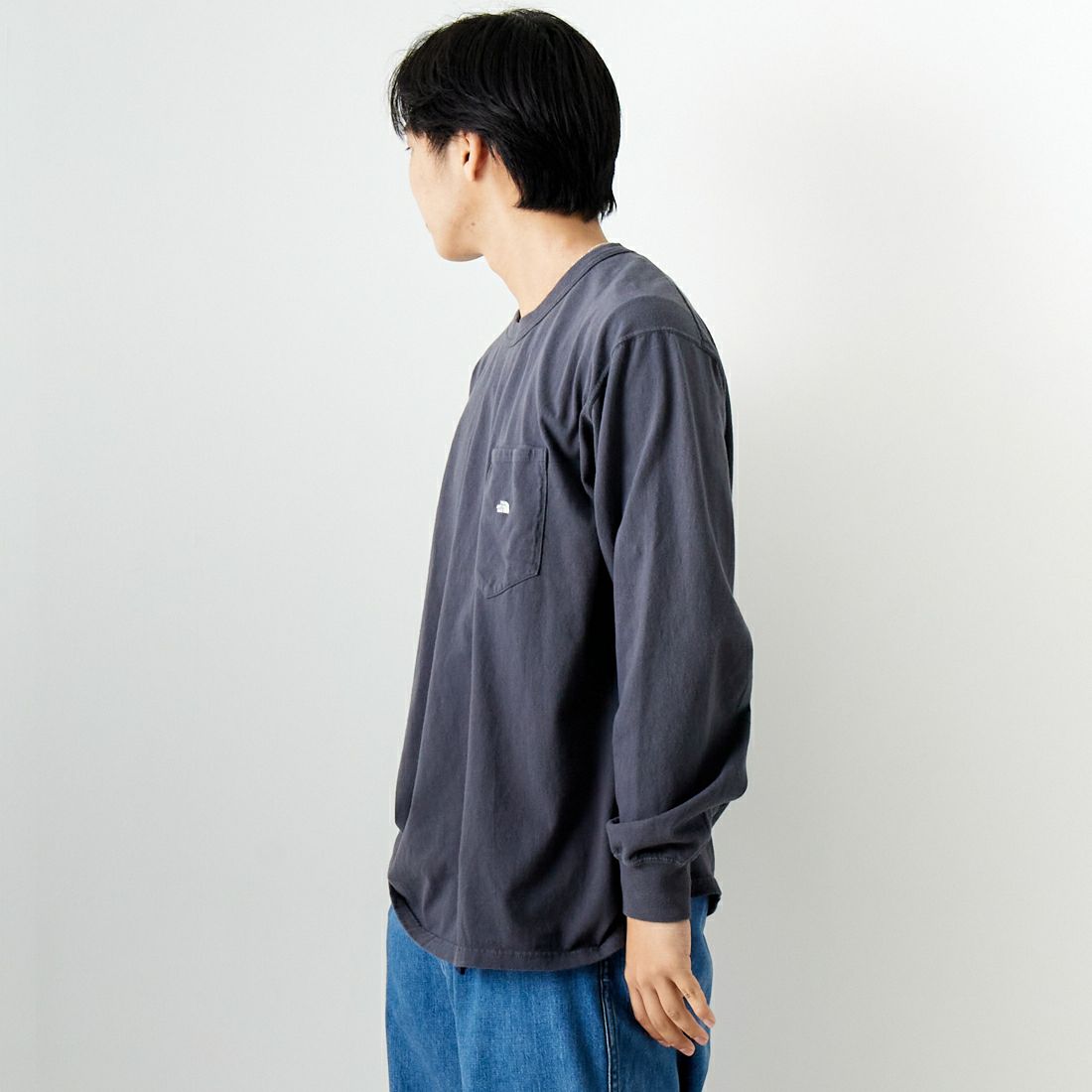 THE NORTH FACE PURPLE LABEL [ザ ノースフェイス パープルレーベル] 7OZ ロングスリーブTシャツ [NT3365N] AO AH/OW &&モデル身長：179cm 着用サイズ：L&&