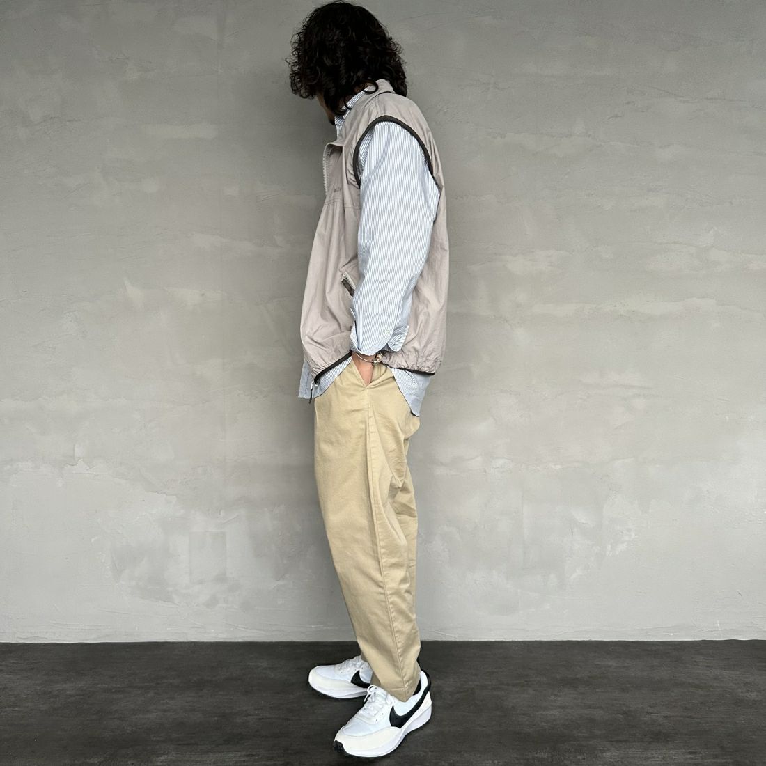 frostline [フロストライン] 別注 ナイロンベスト [FL6-VT-IN4-JF] GRAY &&モデル身長：173cm 着用サイズ：M&&